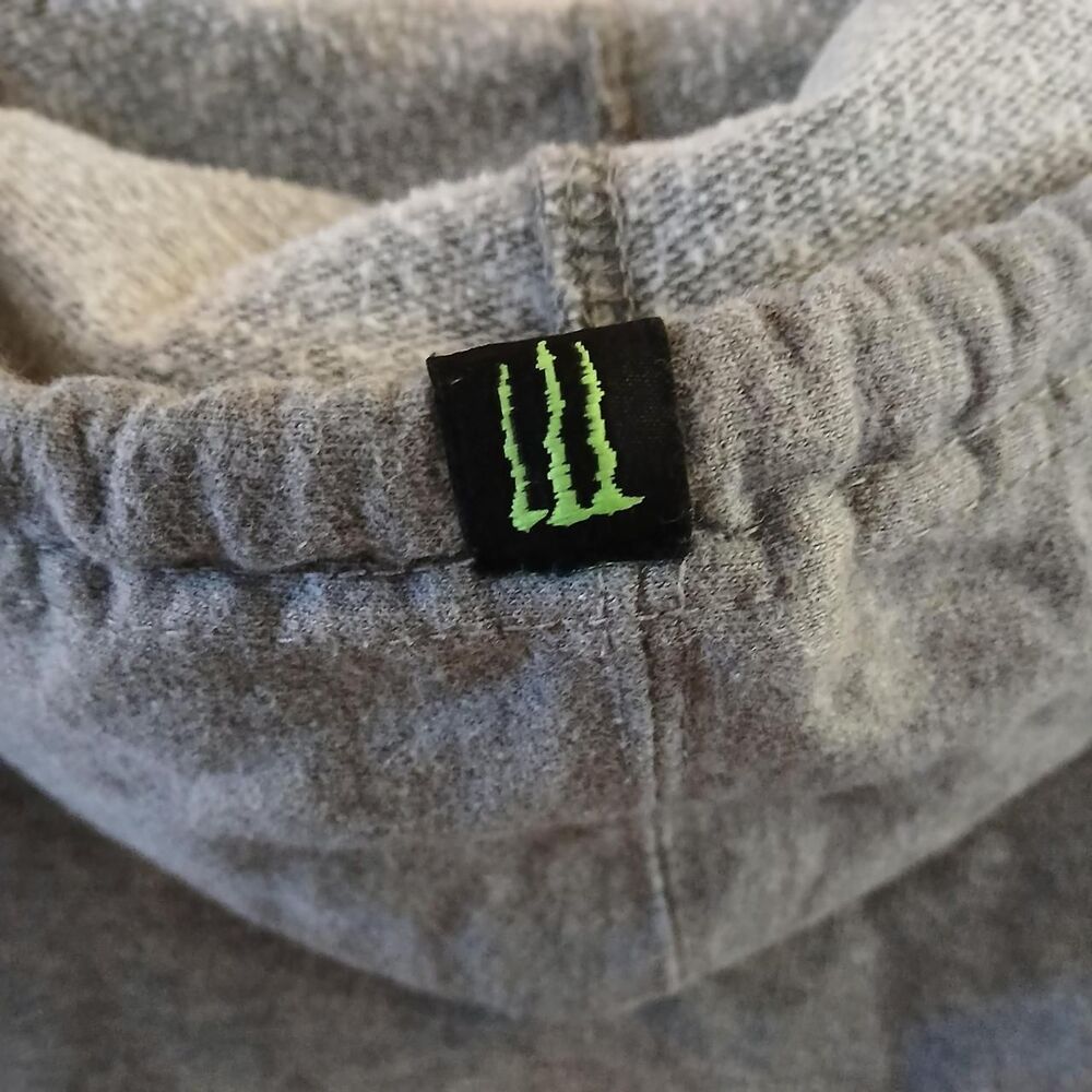 Y2K vintage Monster Energy Drink Graphic Cotton Grey Hoodie size small - Picture 6 of 6